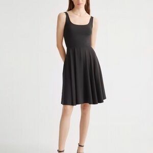 Quince NWT Black Tencel Jersey Fit & Flare Mini Dress
